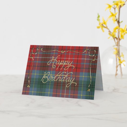 Elegant Birthday Card op British Columbia Tartan Kaart (Gele Bloem)