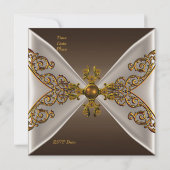 Elegant Birthday Coffee Brown Old Gold Jewel 2 Kaart (Achterkant)