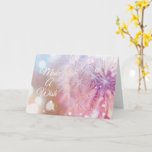 Elegant Birthday Dandelion make a Wish Kaart (Gele Bloem)
