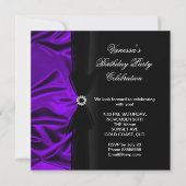 Elegant Birthday Deep Paars Silk Black Kaart (Voorkant)