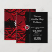 Elegant Birthday Deep Red Silk Black 2 Kaart (Voorkant / Achterkant)