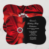 Elegant Birthday Deep Red Silk Black 3 Kaart (Voorkant / Achterkant)