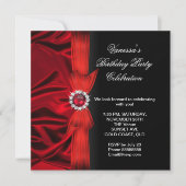 Elegant Birthday Deep Red Silk Black 3 Kaart (Voorkant)