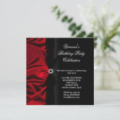 Elegant Birthday Deep Red Silk Black Kaart (Staand voorkant)