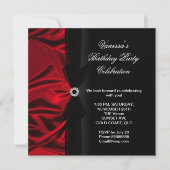 Elegant Birthday Deep Red Silk Black Kaart (Voorkant)