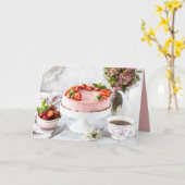 Elegant Birthday Dessert Kaart (Gele Bloem)