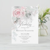 Elegant Birthday Elegant Waterverf Roze Roses Kaart (Staand voorkant)