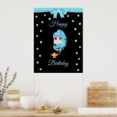 Elegant Birthday Genie, Magic Lamp & Pareltjes op Poster (Keuken)
