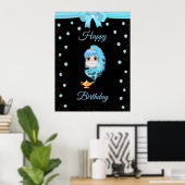 Elegant Birthday Genie, Magic Lamp & Pareltjes op Poster (Thuiskantoor)