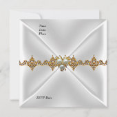 Elegant Birthday Gold Jewel White Silk Kaart (Achterkant)