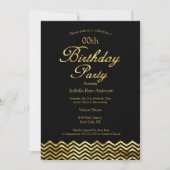 Elegant Birthday Gold Shimmer Chevron stripe Black Kaart (Voorkant)