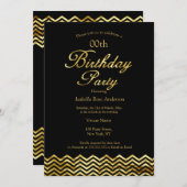 Elegant Birthday Gold Shimmer Chevron stripe Black Kaart (Voorkant / Achterkant)