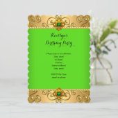 Elegant Birthday Green Limoen Damask Gold B Kaart (Staand voorkant)