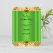 Elegant Birthday Green Limoen Damask Gold C2 Kaart (Staand voorkant)