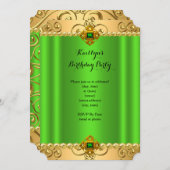 Elegant Birthday Green Limoen Damask Gold C2 Kaart (Voorkant / Achterkant)