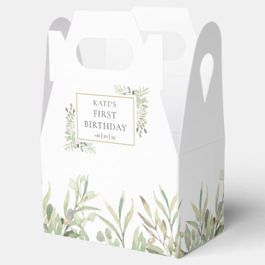 Elegant Birthday Greenery leveert voorvechter Bedankdoosjes (Geopend)