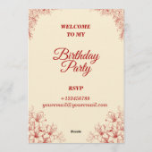 Elegant Birthday Invitation Card – Custom Floral D Kaart (Achterkant)