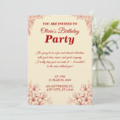 Elegant Birthday Invitation Card – Custom Floral D Kaart (Staand voorkant)