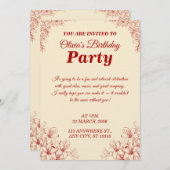 Elegant Birthday Invitation Card – Custom Floral D Kaart (Voorkant / Achterkant)