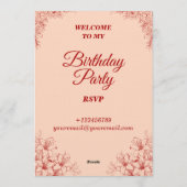 Elegant Birthday Invitation Card – Floral Design Kaart (Achterkant)