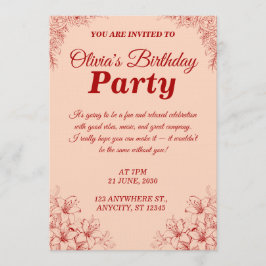Elegant Birthday Invitation Card – Floral Design Kaart