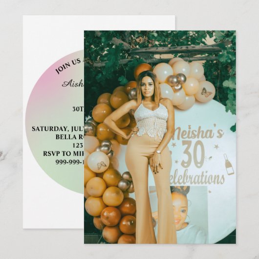 ELEGANT Birthday Invitation Kaart (Voorkant / Achterkant)