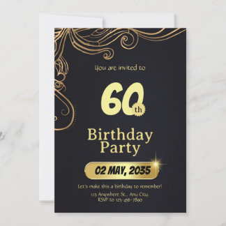Elegant birthday invitation template 60th birthday kaart
