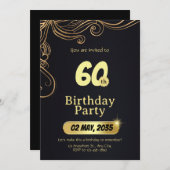Elegant birthday invitation template 60th birthday kaart (Voorkant / Achterkant)