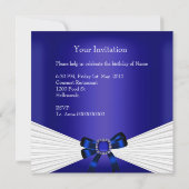 Elegant Birthday Invite Royal Blue Jewel White Kaart (Achterkant)
