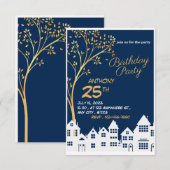 ELEGANT BIRTHDAY-KAART MET TREE RSVP KAARTJE (Voorkant / Achterkant)