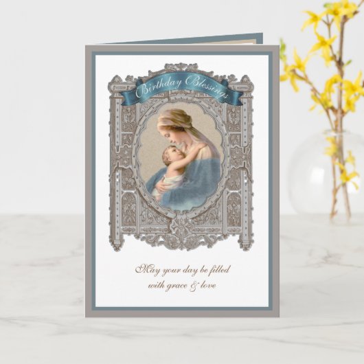 Elegant Birthday Maagd Mary Jesus  Kaart (Gele Bloem)