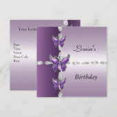 Elegant Birthday nodigt Lila Paarse vlinder uit Kaart (Voorkant / Achterkant)