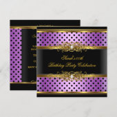Elegant Birthday Paars Pink Black Gold Spot Kaart (Voorkant / Achterkant)