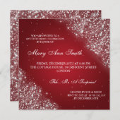 Elegant Birthday partij mousserend glitter Red Kaart (Voorkant / Achterkant)