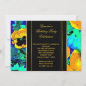 Elegant Birthday Party Abstracte Flowers Kaart (Voorkant)
