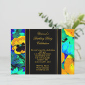 Elegant Birthday Party Abstracte Flowers Kaart (Staand voorkant)