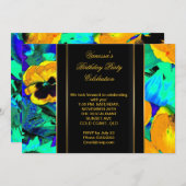 Elegant Birthday Party Abstracte Flowers Kaart (Voorkant / Achterkant)