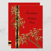 Elegant Birthday Party Asian Bamboo Kaart (Voorkant / Achterkant)