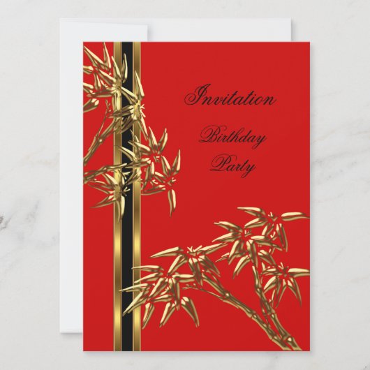 Elegant Birthday Party Asian Bamboo Kaart (Voorkant)
