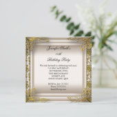 Elegant Birthday Party Beige Cream Damask Kaart (Staand voorkant)