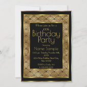 Elegant Birthday Party Black Gold Art Deco 1930 Kaart (Voorkant)
