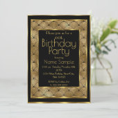 Elegant Birthday Party Black Gold Art Deco 1930 Kaart (Staand voorkant)