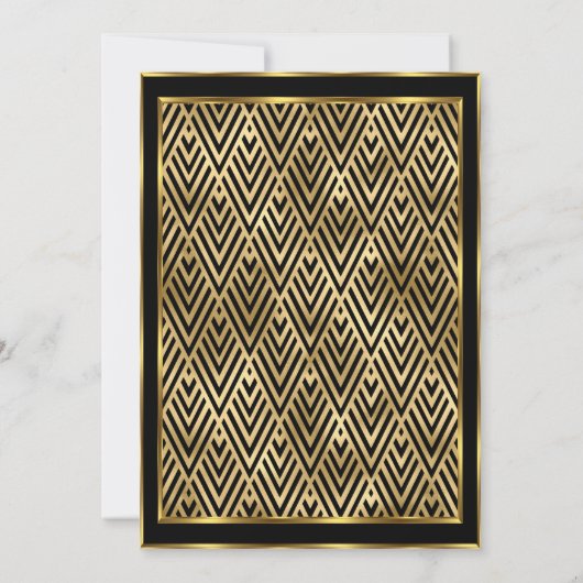 Elegant Birthday Party Black Gold Art Deco Chevron Kaart (Achterkant)