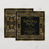 Elegant Birthday Party Black Gold Art Deco Kaart (Voorkant / Achterkant)