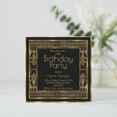 Elegant Birthday Party Black Gold Art Deco Kaart (Staand voorkant)