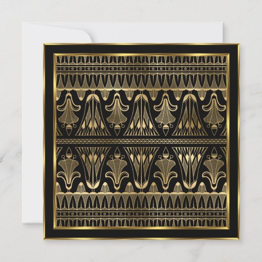 Elegant Birthday Party Black Gold Art Deco Kaart (Achterkant)