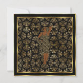 Elegant Birthday Party Black Gold Art Deco Lady Kaart (Achterkant)