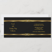 Elegant Birthday Party Black Gold Damask Kaart (Achterkant)