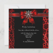 Elegant Birthday Party Black Red Bow Jewel Kaart (Achterkant)