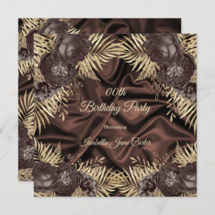 Elegant Birthday Party Chocolate Silk brown Kaart